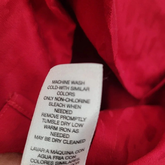 Chico's Women's Button-Up Tunic Top Size L Red 100% Cotton Long Sleeves Collared - Picture 9 of 14